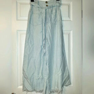 Show Me Your Mumu Mumu Blue Lasso Pants Wide Leg Raw Hem Light Blue Size X Small